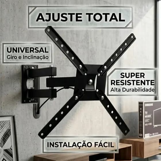 Kit Suporte De TV Articulado Universal Completo 10 a 60" 30kg Inclinável VESA Parede Ajustável