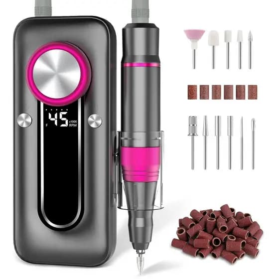 Kit de Lixa Elétrica para Unhas TUOBEO, 45000 RPM, Conjunto Profissional de Lixa Elétrica para Unhas, Sem Fio, Portátil,