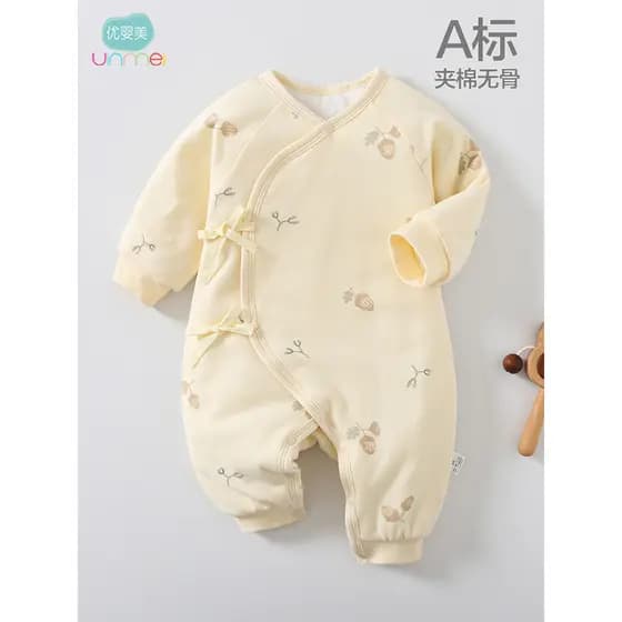 Bebê roupas de uma peça acolchoada engrossado recém-nascido primavera outono inverno puro algodão recém-nascido jaqueta