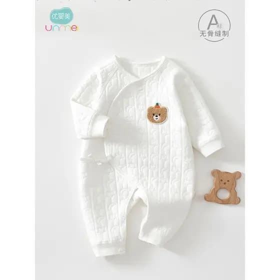 Bebê quente macacão primavera outono inverno roupas engrossado acolchoado pijamas do bebê recém-nascido puro algodão des