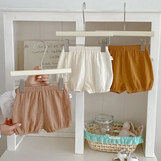 Shorts de bebê verão infantil fio de algodão grande calças PP crianças cor sólida calças soltas meninos meninas calças d