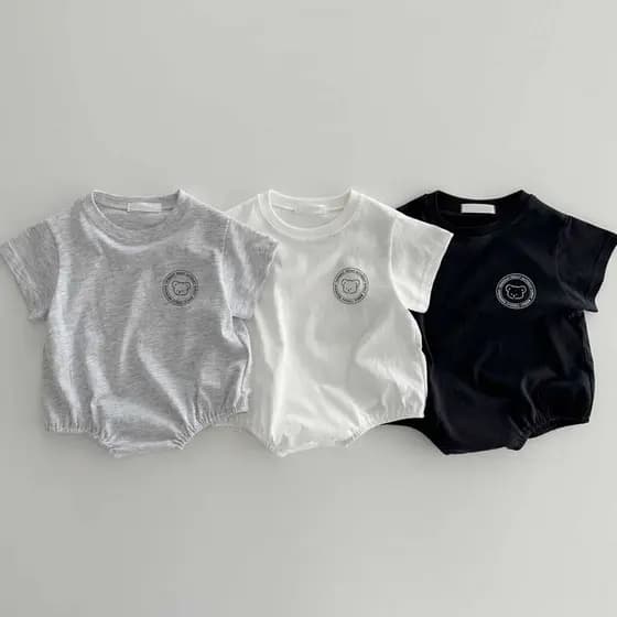 Bebê roupas de bebê verão dos desenhos animados urso macacão fino triângulo macacão bebê recém-nascido macacão de manga