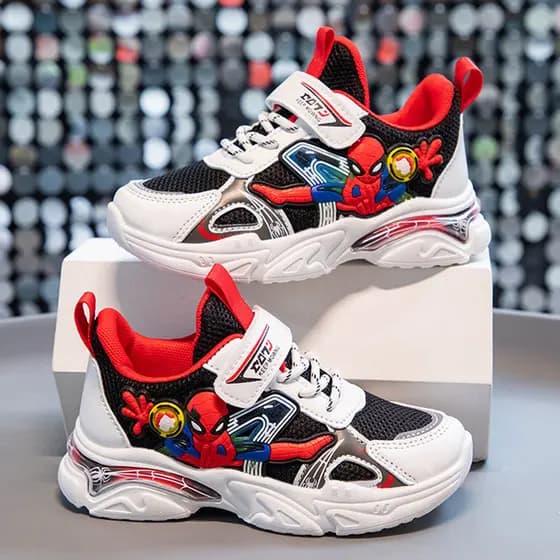 3 sapatos infantis masculinos 2025 primavera novo estilo 4 Spiderman meninos sapatos esportivos meninos bebê meninos cri