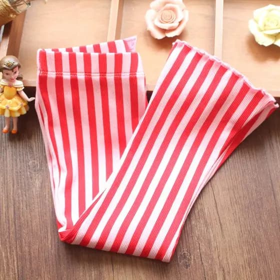 Bonito listrado meninas leggings de malha moda queimado perna calças bebê algodão crianças leggings calças infantis