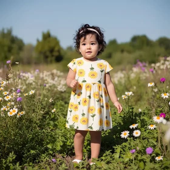 Verão bebê menina crianças vestido bonito girassol bebê princesa vestido de algodão puro Casual crianças vestido