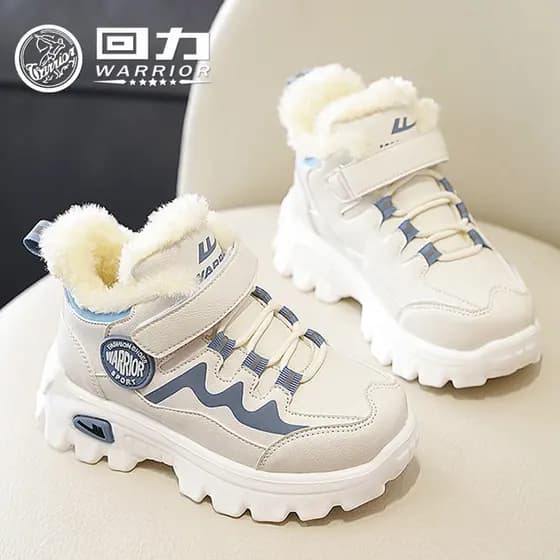 Puxar para trás sapatos infantis meninos grandes sapatos de algodão crianças forro de lã quente tênis de corrida 2025 in