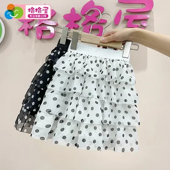 Meninas saia curta 2026 verão novo estilo moda crianças Retro saia médio grande crianças a linha meio comprimento bolo s