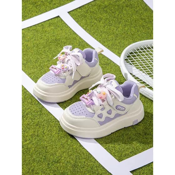 Primavera novo estilo meninas tênis casuais papai sapatos 2026 doces sapatos esportivos infantis leves tênis de corrida
