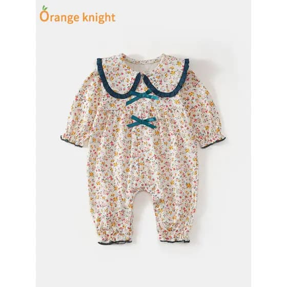 Bebê primavera roupas do bebê recém-nascido menina início do outono macacão recém-nascido estilo princesa Floral macacão