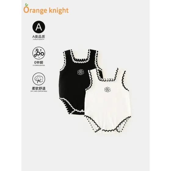 Bebê bebê verão sem mangas colete outubro março menina bebê triângulo macacão estilo fino bebê macacão princesa macacão