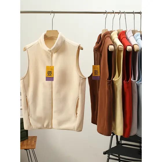 Grande pedido de fábrica!Outono inverno All-Match cordeiro velo colete cor sólida interior quente gola alta Polar velo