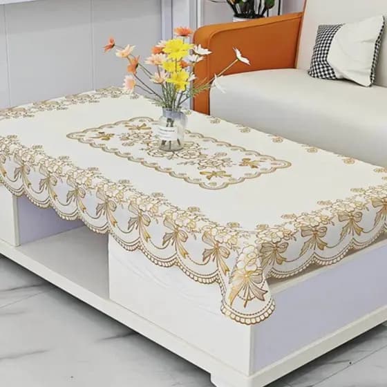 Influencer dourado impresso mesa de centro toalha de mesa à prova dwaterproof água Anti-poeira pano de mesa de café quad
