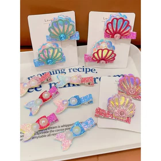 Crianças lantejoulas pérola sereia grampo de cabelo acessórios para o cabelo meninas princesa Fishman Headdress Hairpin