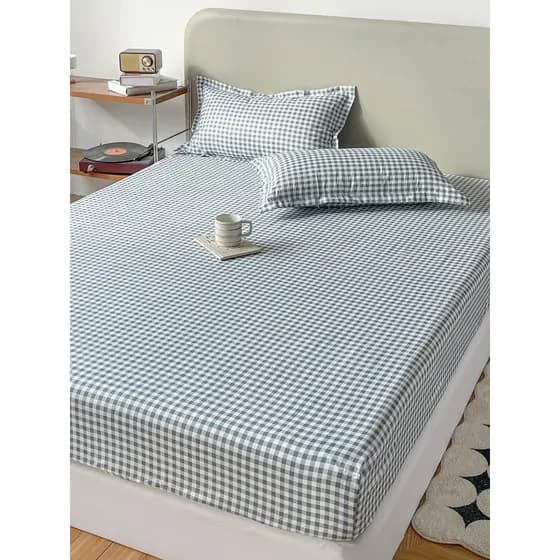 Um preguiçoso estilo Muji lençol de camada única colchão capa protetora fronha conjunto de três peças elástico pele-amig