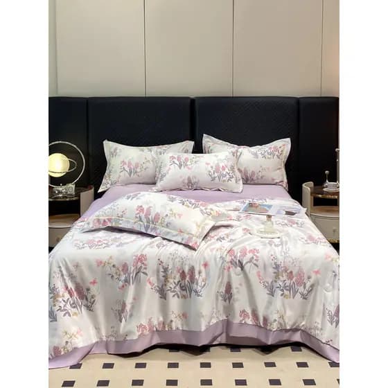 Colcha de verão Tencel lavada Conjunto de quatro peças Cool Feeling Seda lavada Seda gelada Verão Colcha fresca Colcha d