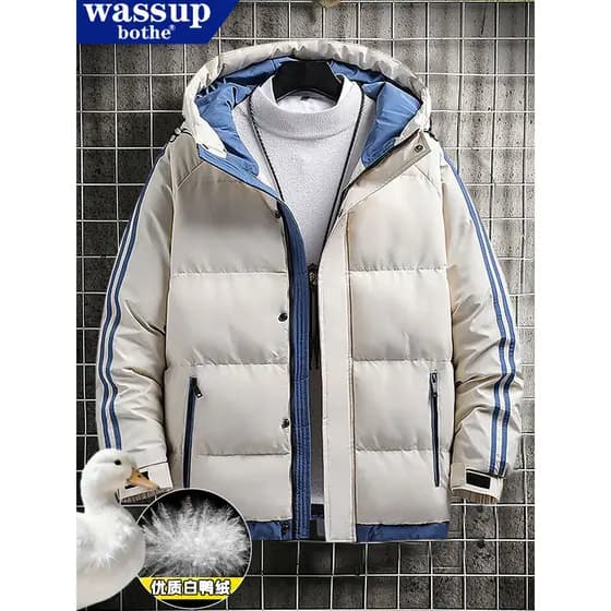 Jaqueta masculina de pelúcia à prova de frio jaqueta inverno engrossado quente com capuz pão jaqueta Casual à prova de v