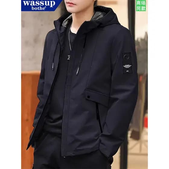Jaqueta masculina 2026 primavera outono novo estilo Casual preto jaqueta masculina negócios à prova de vento topo
