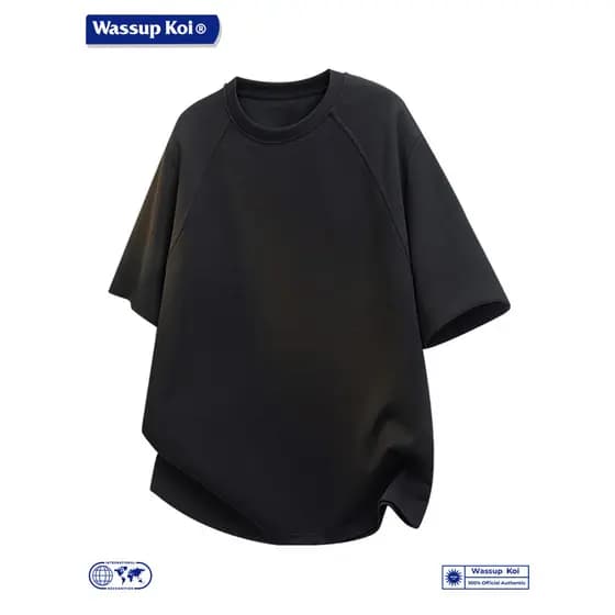 WASSUP KOI Joint Camiseta de manga curta masculina americana solta Casual 2026 verão Street Wear All-Match pulôver Top