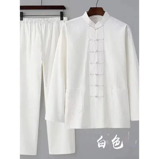Zen Estilo Budista Homens Mulheres Layman Roupas Estilo Chinês Algodão Linho Manga Comprida Roupas de Meditação Terno Es