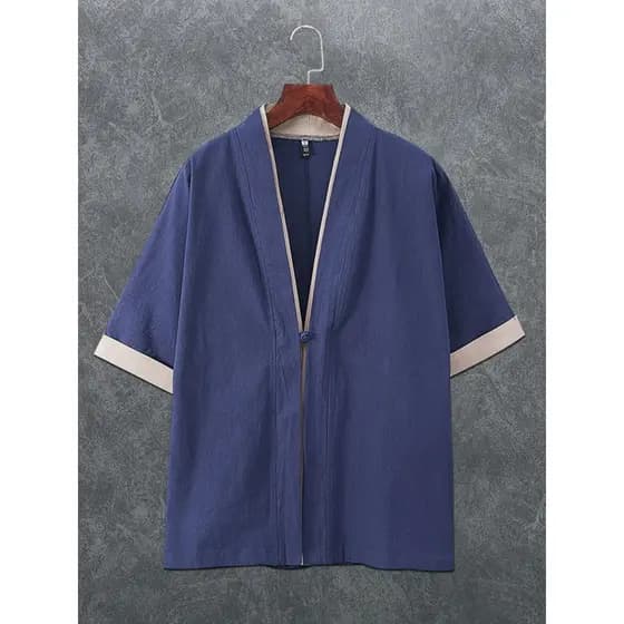 Primavera outono estilo chinês roupas de chá masculinas estilo chinês melhorado roupas Zen Hanfu jaqueta retrô taoísta R