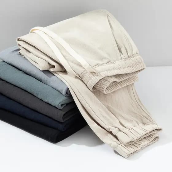 Verão fino solto-Legging linho calças casuais 2023 novo estilo masculino cor gradiente rufião bonito Street Wear Harem c