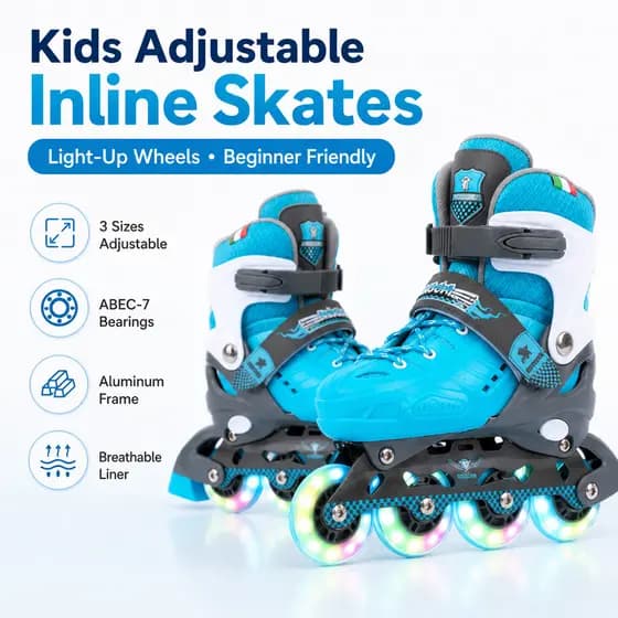 Patins Inline Ajustáveis Para Crianças Sml Sapatos De Patinação Com Freio Respirável Confortável