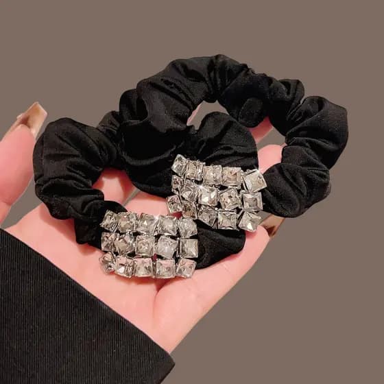 Estilo suave luz luxo cristal corda de cabelo feminino Super fada Scrunchy anel de cabelo cabeça corda elegante laço de