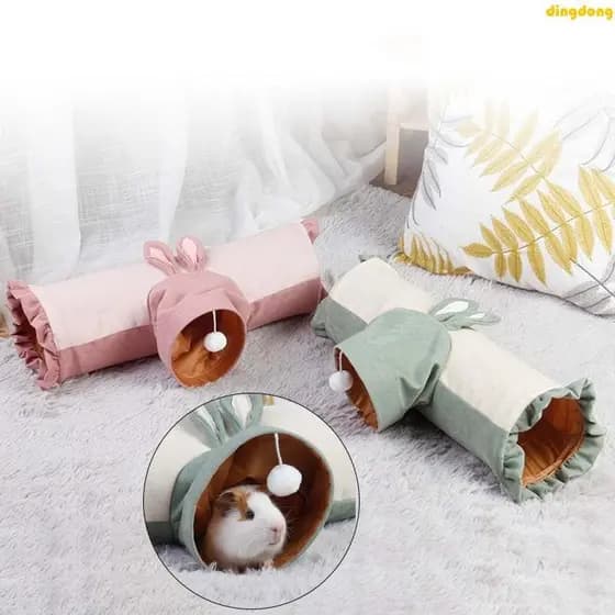 Pet11 Túnel Engraçado Dobrável 3 Furos Para Animais Estimação Gato Brincar Brinquedos Treinamento Coelho Tunn