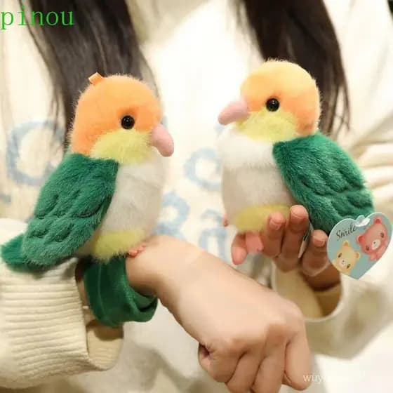 PINOU Papagaio Clap Círculo Brinquedo , Pulseira De Pelúcia Animal Chaveiro , Boneca Tapa Snap Wrap