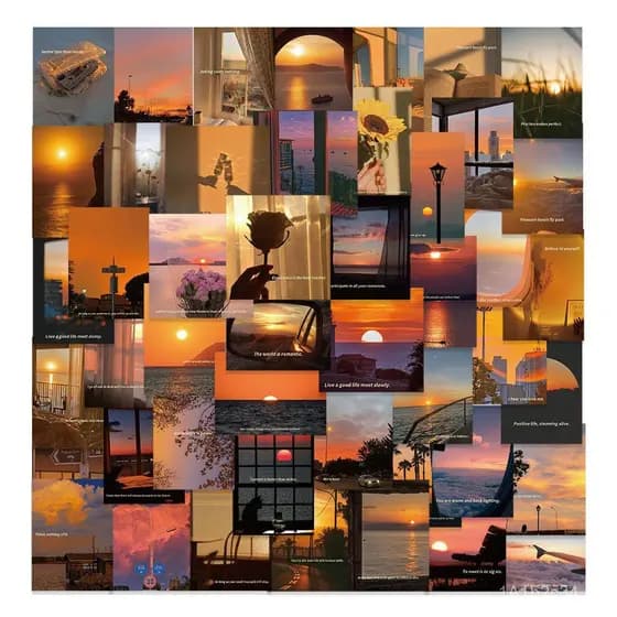 60 adesivos de alta qualidade com tema de pôr do sol e crepúsculo, estilo suave e à prova d'água, para celulares, notebo