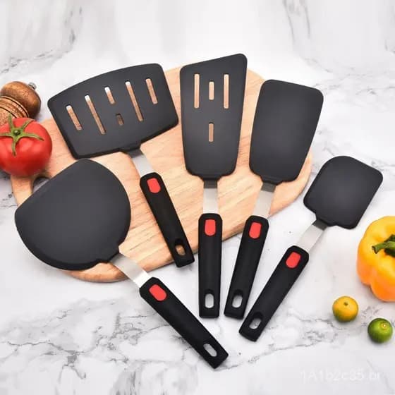 Espátula de silicone por atacado do fabricante, espátula para fritura, utensílios de cozinha de silicone antiaderentes,