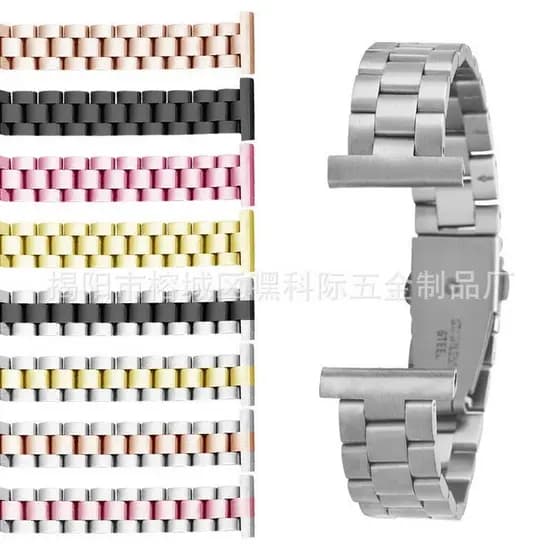 Compatível com Samsung Watch 8 e Huawei GT2 Pro, pulseira fina para relógio, pulseira em aço inoxidável de 14mm com três