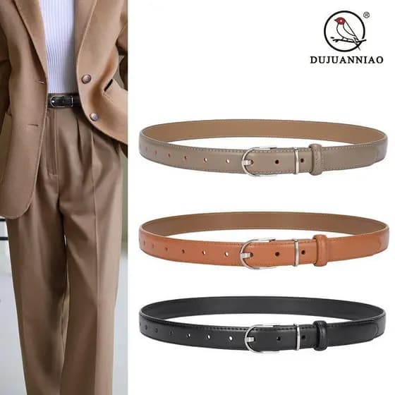 Cinto feminino para jeans, cinto decorativo branco de estilo coreano para calças, cinto de couro para mulheres, simples