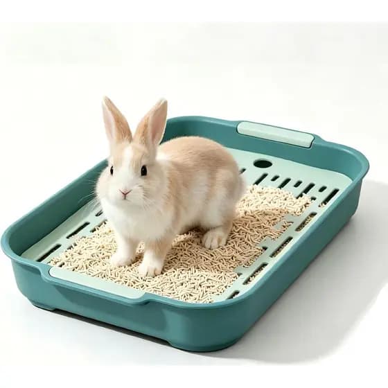 Bandeja sanitária para animais de estimação com cerca elevada, adequada para pequenos animais como coelhos, porquinhos-d
