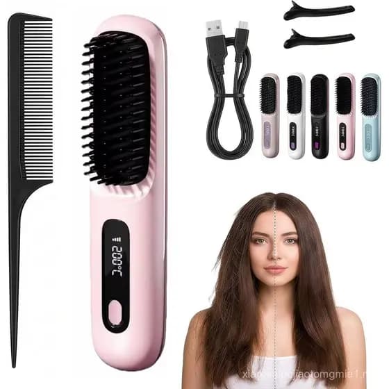 Escova Alisadora Portátil Numoya - GoBrush PRO | Escova Alisadora Portátil: Modelador de Cabelo Sem Fio com Design de