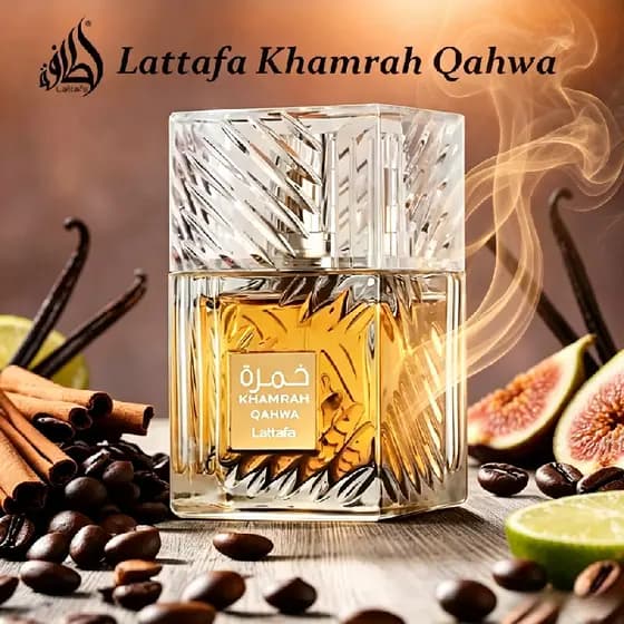 Perfume Lattafa Khamrah Qahwa EDP 100ml Unissex Café Especiado Longa Fixação