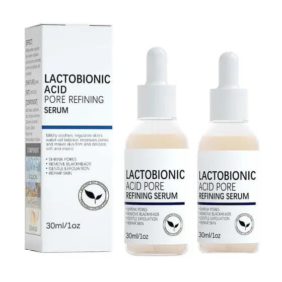 Pacote com 2 Séruns Refinadores de Poros com Ácido Lactobiónico - Sérum Firmador e Redutor de Poros para Homens e Mulher