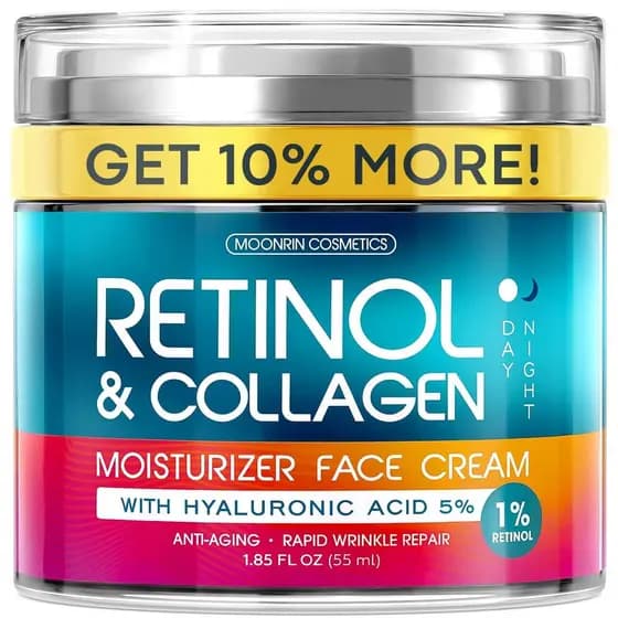 Retinol para o Rosto com Ácido Hialurônico, Hidratante Anti-Envelhecimento Dia e Noite para Mulheres e Homens, Colágeno