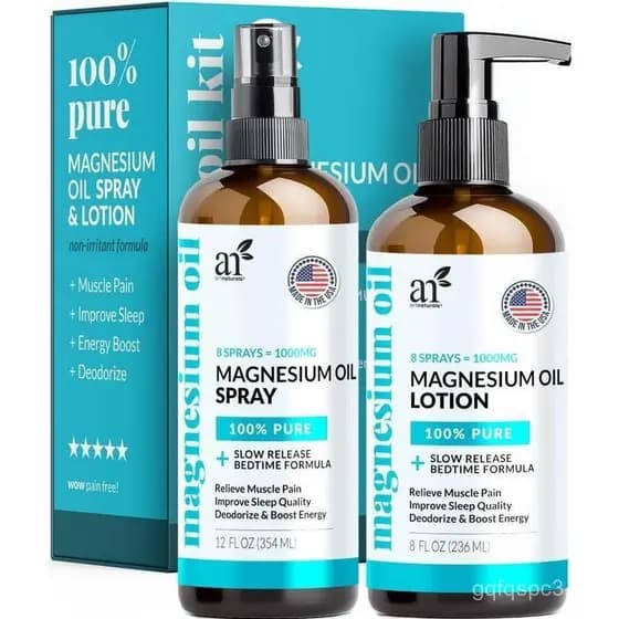 Óleo e Spray de Magnésio artnaturals com Aloe Vera - Loção Calmante para Aplicação na Pele