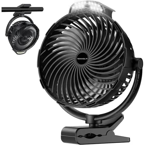Ventilador de Clipe de 10000mAh, Ventilador Recarregável de 8 Polegadas para Carrinho de Golfe com Luz LED, 9 Velocidade