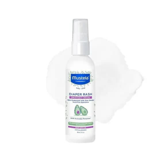 Mustela Creme Spray para Assaduras de Fralda para Bebês – Protetor sem contato com Óxido de Zinco e Abacate Natural – Tr