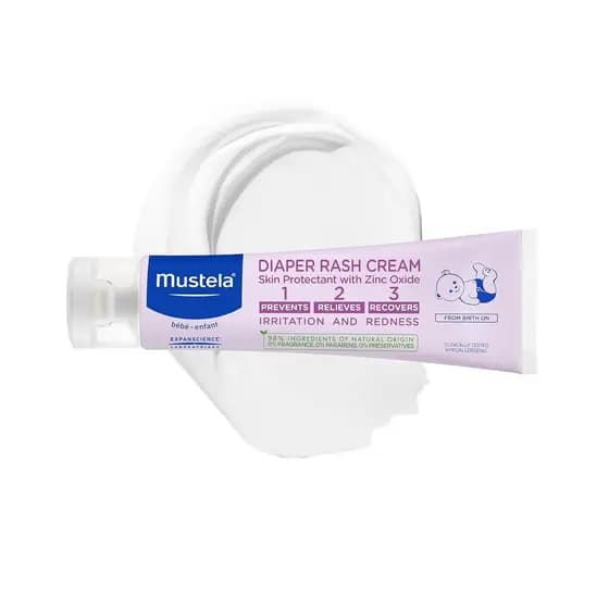 Creme para Assaduras de Fralda Mustela Baby 123 - Protetor de Pele com Óxido de Zinco - Sem Fragrância e Sem Parabenos -