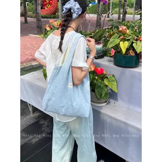 Wfei estilo coreano arco Denim bolsa de lona simples colete saco All-Match bolsa de ombro pequena Commuter sacola