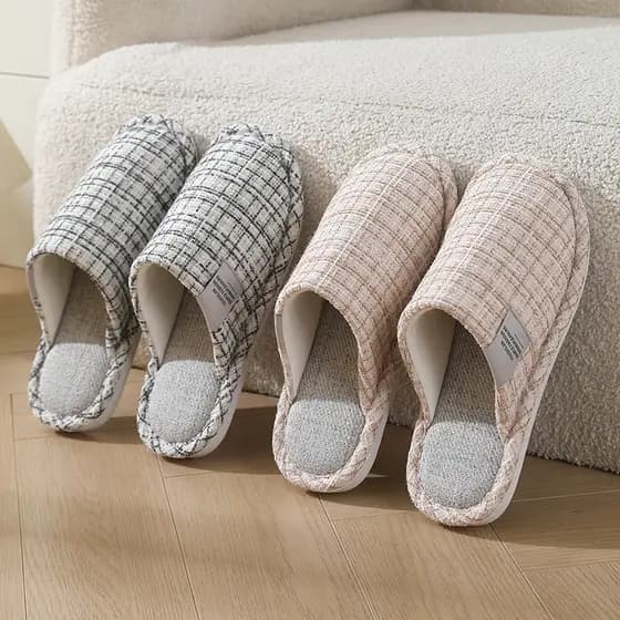 2026 novo estilo chinelos de linho de algodão feminino primavera outono piso absorvente de suor casa antiderrapante resp