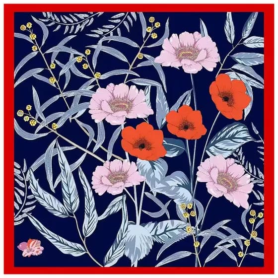 90cm versão coreana novo estilo flor senhoras All-Match impresso grande lenço quadrado lenço de seda xale lenço pequeno