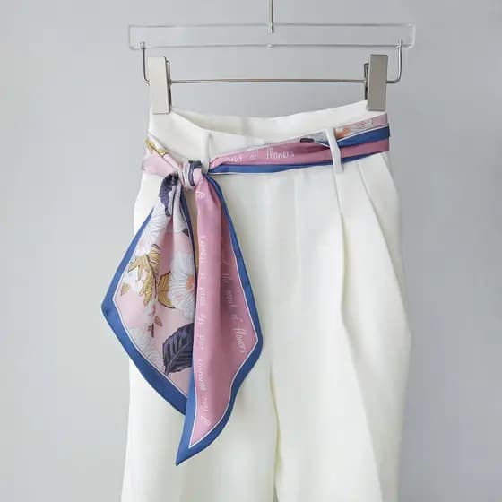 Japonês estilo coreano simulação de seda pequeno longo cachecol senhoras primavera verão Retro cintura cachecol cachecol