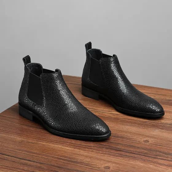 Outono inverno botas masculinas de couro genuíno pedra couro patente botas curtas botas Martin masculinas dedo do pé apo