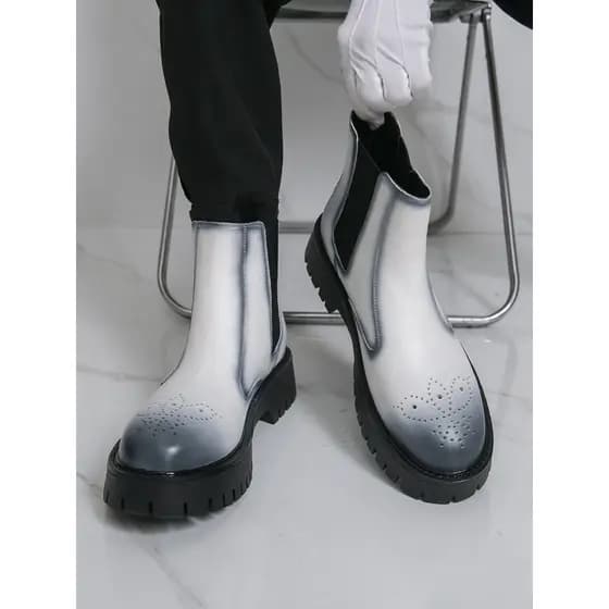 Chelsea botas masculinas Martin botas de cano alto britânico esculpido sola grossa aumentando botas curtas botas de cour