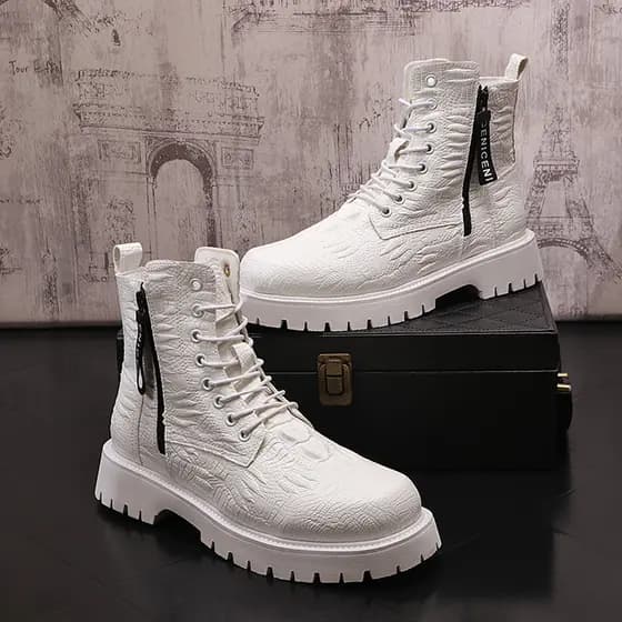 Street Wear Martin Botas Masculinas Moda Sapatos de Cano Alto Primavera Outono Novo Estilo Botas de Cowboy com Aumento I