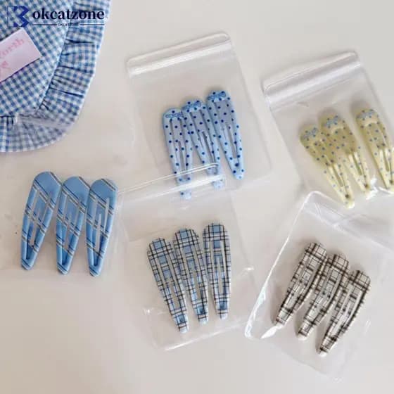OKCATZONE Estilo Britânico Xadrez Bolinhas Gota De Água BB Grampo De Cabelo Conjunto Quebrado Franja Acessórios Para Men